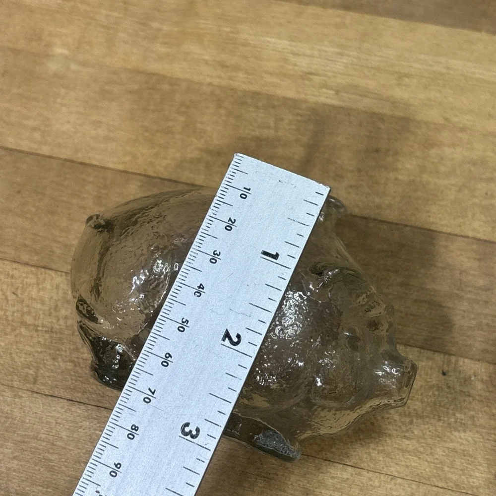 Vintage MCM Clear Textured Glass Piggy Banks Pair Coin Banks Retro Pig Figurines
